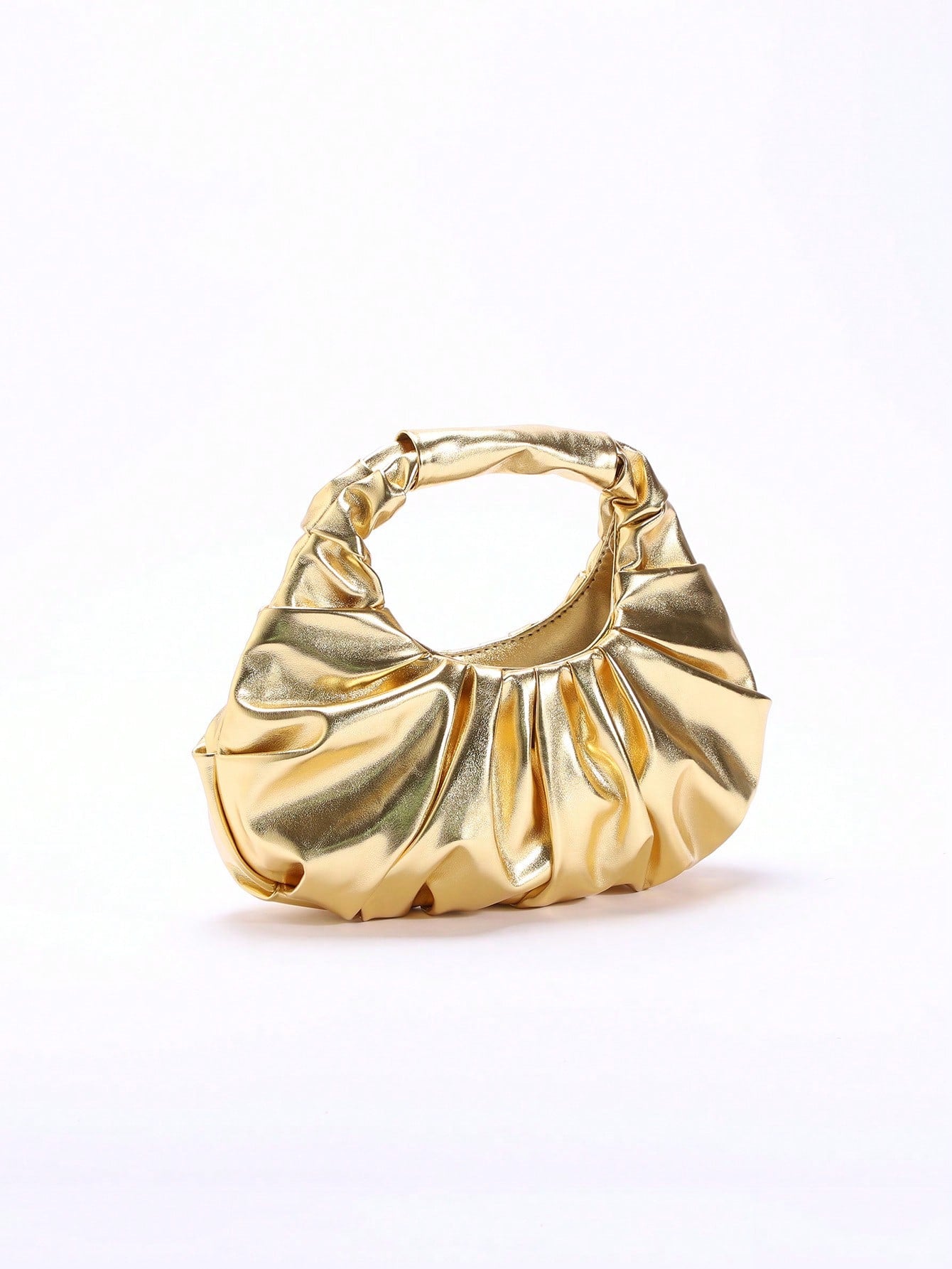 2024 Spring New Arrival Women Handbag, One Piece Of Solid Color Pearl Glossy PU Cloud Bag, Fashionable And Concise Stitching Design With Elegant Elegant For Lady, Foldable And Wrinkled Bag Style.