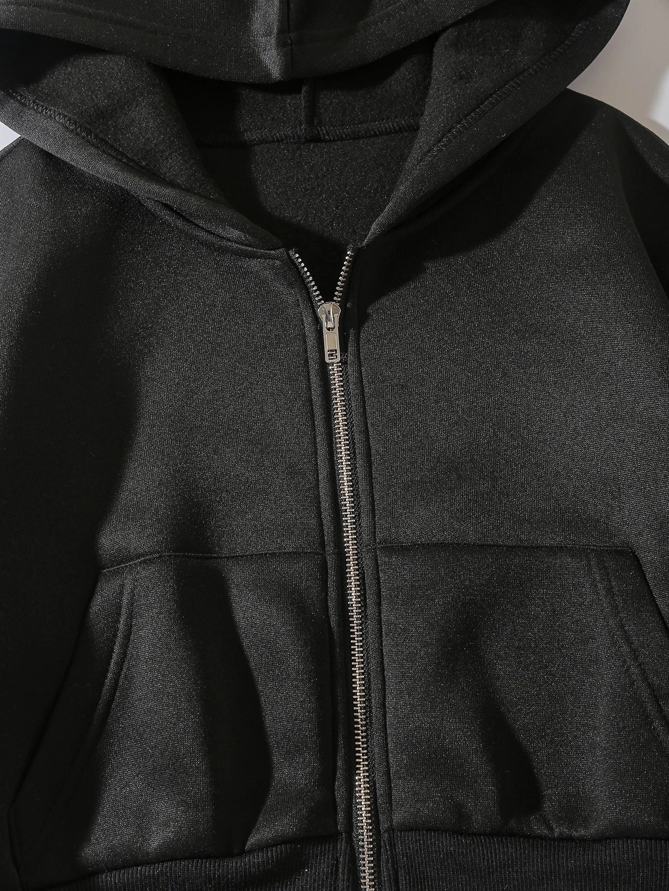 INAWLY Solid Zip Up Drop Shoulder Thermal Lined Crop Hoodie,Long Sleeve Tops Graduation,Back To School Outfits,Graduation,Teacher Outfits For Women,Back To School Pullover Fall Outfit