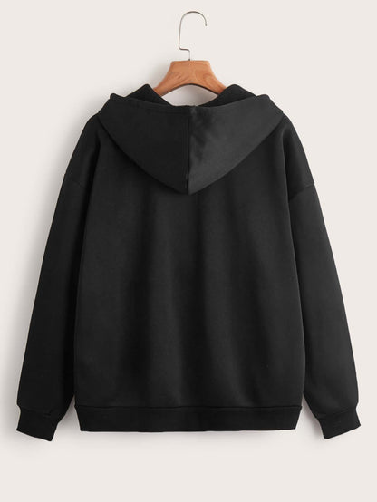 INAWLY Solid Zip Up Drawstring Thermal Lined Hoodie,Long Sleeve Tops Graduation,Back To School Outfits,Graduation,Teacher Outfits For Women,Back To School Pullover Fall Outfit