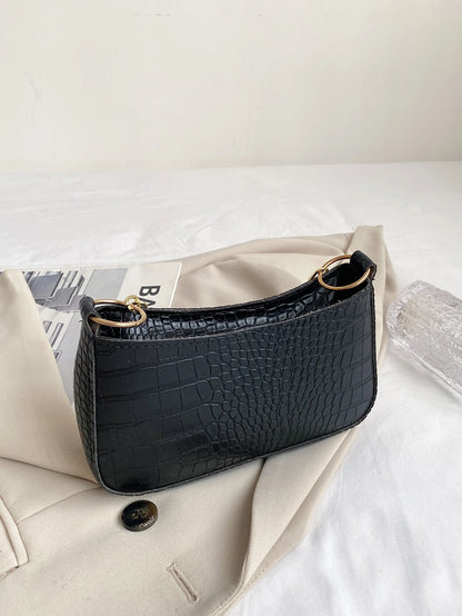 Lightweight,Business Casual Mini Crocodile Embossed Chain Bag For Teen Girls Women College Students,Rookies & White-Collar Workers Perfect For Office,College,Work ,Business,Commute,Outdoors, Travel, Outings, Animal Print Women Bag