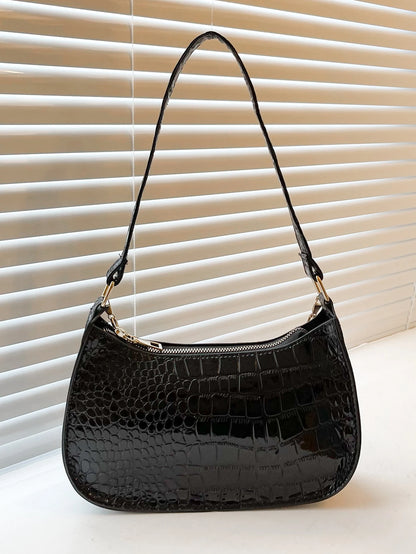 Stylish Crocodile Embossed Chain Underarm Shoulder Bag