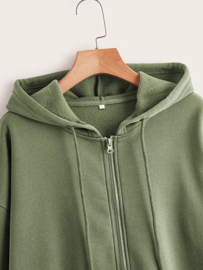INAWLY Solid Zip Up Drawstring Thermal Lined Hoodie,Long Sleeve Tops Graduation,Back To School Outfits,Graduation,Teacher Outfits For Women,Back To School Pullover Fall Outfit