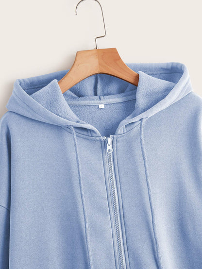 INAWLY Solid Zip Up Drawstring Thermal Lined Hoodie,Long Sleeve Tops Graduation,Back To School Outfits,Graduation,Teacher Outfits For Women,Back To School Pullover Fall Outfit