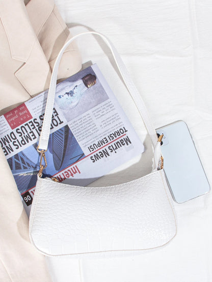 Women's Fashion Solid Color Crocodile Pattern Baguette Shoulder Bag