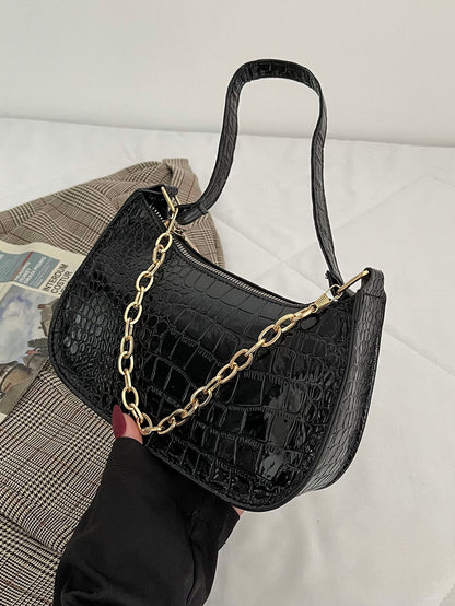 Stylish Crocodile Embossed Chain Underarm Shoulder Bag