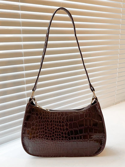 Stylish Crocodile Embossed Chain Underarm Shoulder Bag