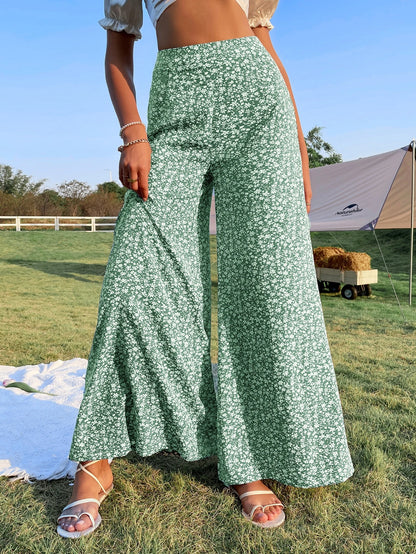 Soleia Ditsy Floral Print High Waist Wide Leg Pants