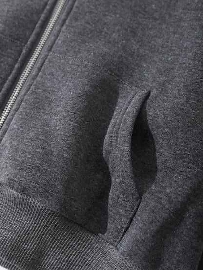 INAWLY Solid Zip Up Drop Shoulder Thermal Lined Crop Hoodie,Long Sleeve Tops Graduation,Back To School Outfits,Graduation,Teacher Outfits For Women,Back To School Pullover Fall Outfit