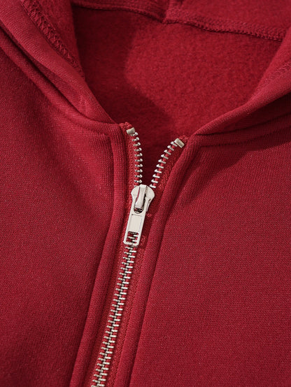 INAWLY Solid Zip Up Drop Shoulder Thermal Lined Crop Hoodie,Long Sleeve Tops Graduation,Back To School Outfits,Graduation,Teacher Outfits For Women,Back To School Pullover Fall Outfit