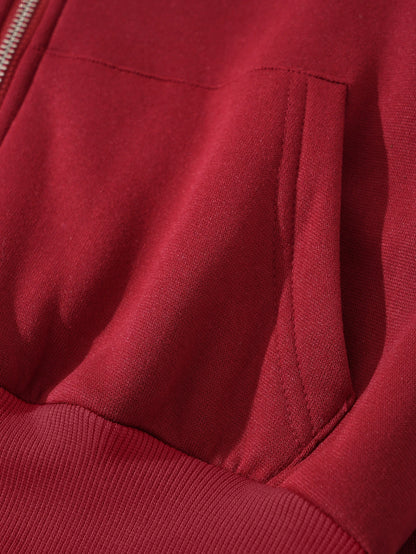 INAWLY Solid Zip Up Drop Shoulder Thermal Lined Crop Hoodie,Long Sleeve Tops Graduation,Back To School Outfits,Graduation,Teacher Outfits For Women,Back To School Pullover Fall Outfit