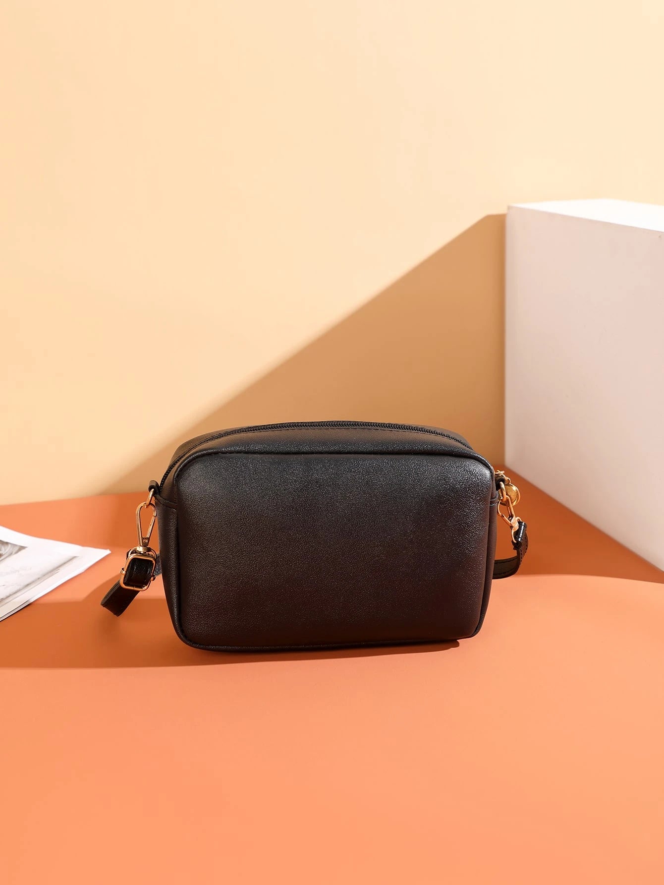 Mini Minimalist Square Bag Metal Decor Zipper