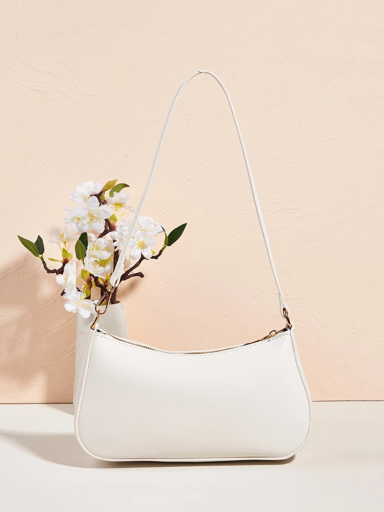 Artificial Patent Leather Minimalist Hobo Bag, Perfect For Music Festival
