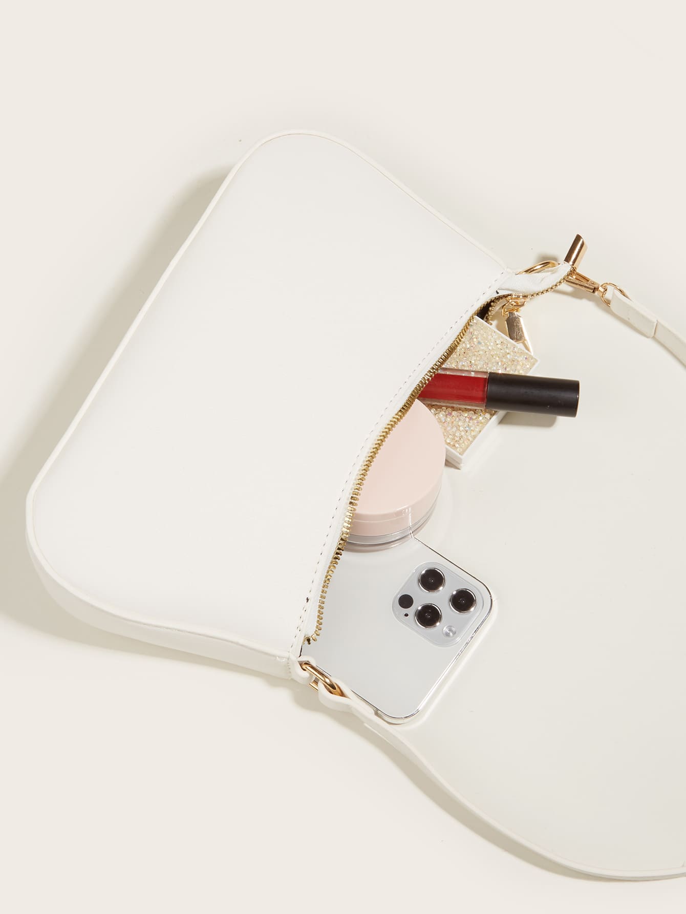 Artificial Patent Leather Minimalist Hobo Bag, Perfect For Music Festival