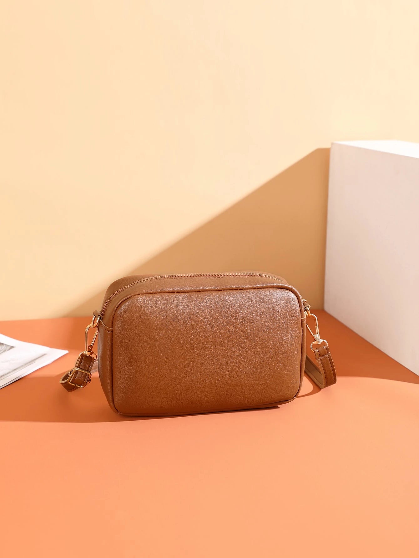 Mini Minimalist Square Bag Metal Decor Zipper