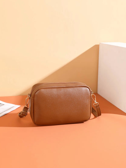 Mini Minimalist Square Bag Metal Decor Zipper