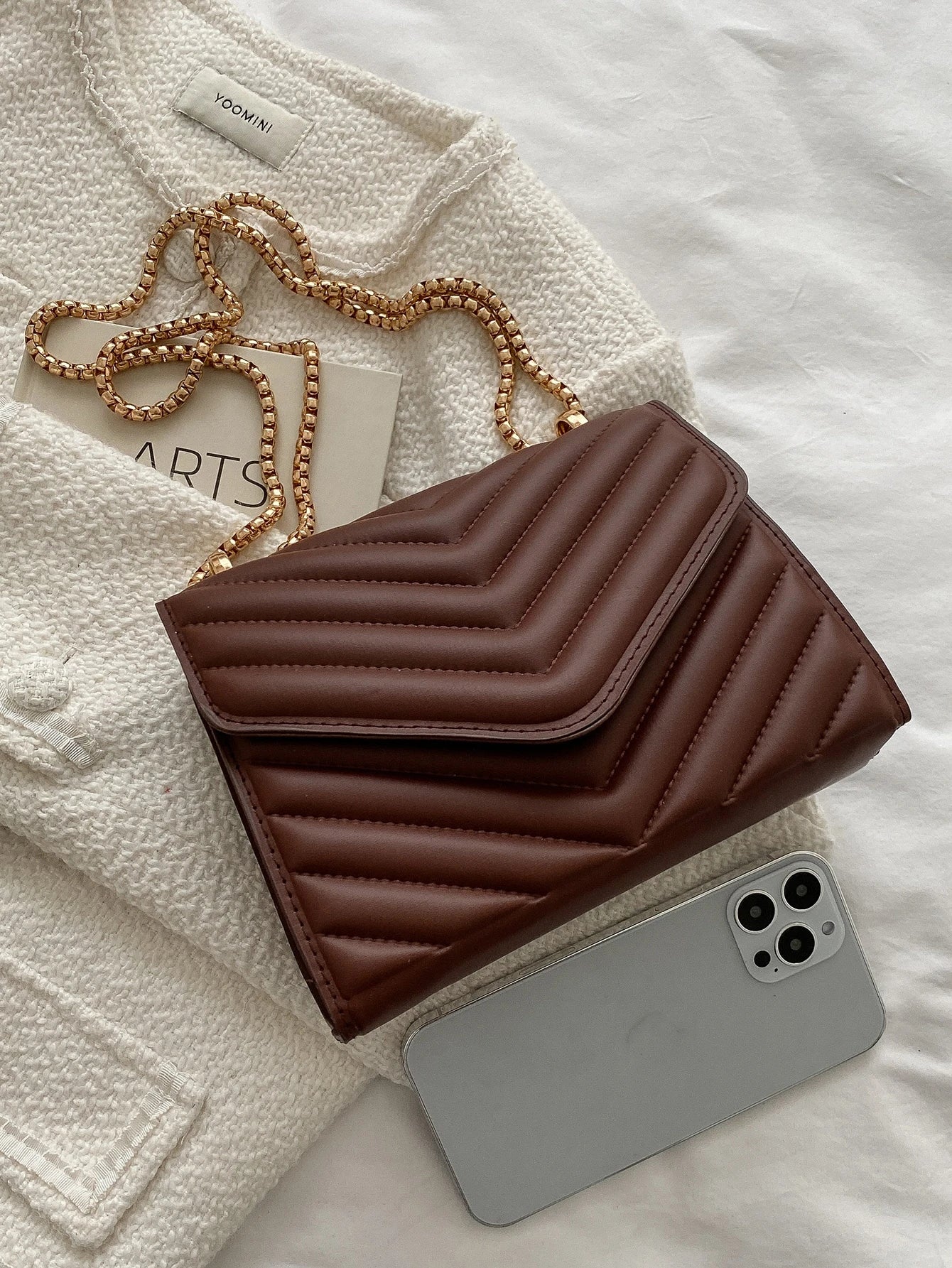Mini Chevron Chain Flap Square Bag