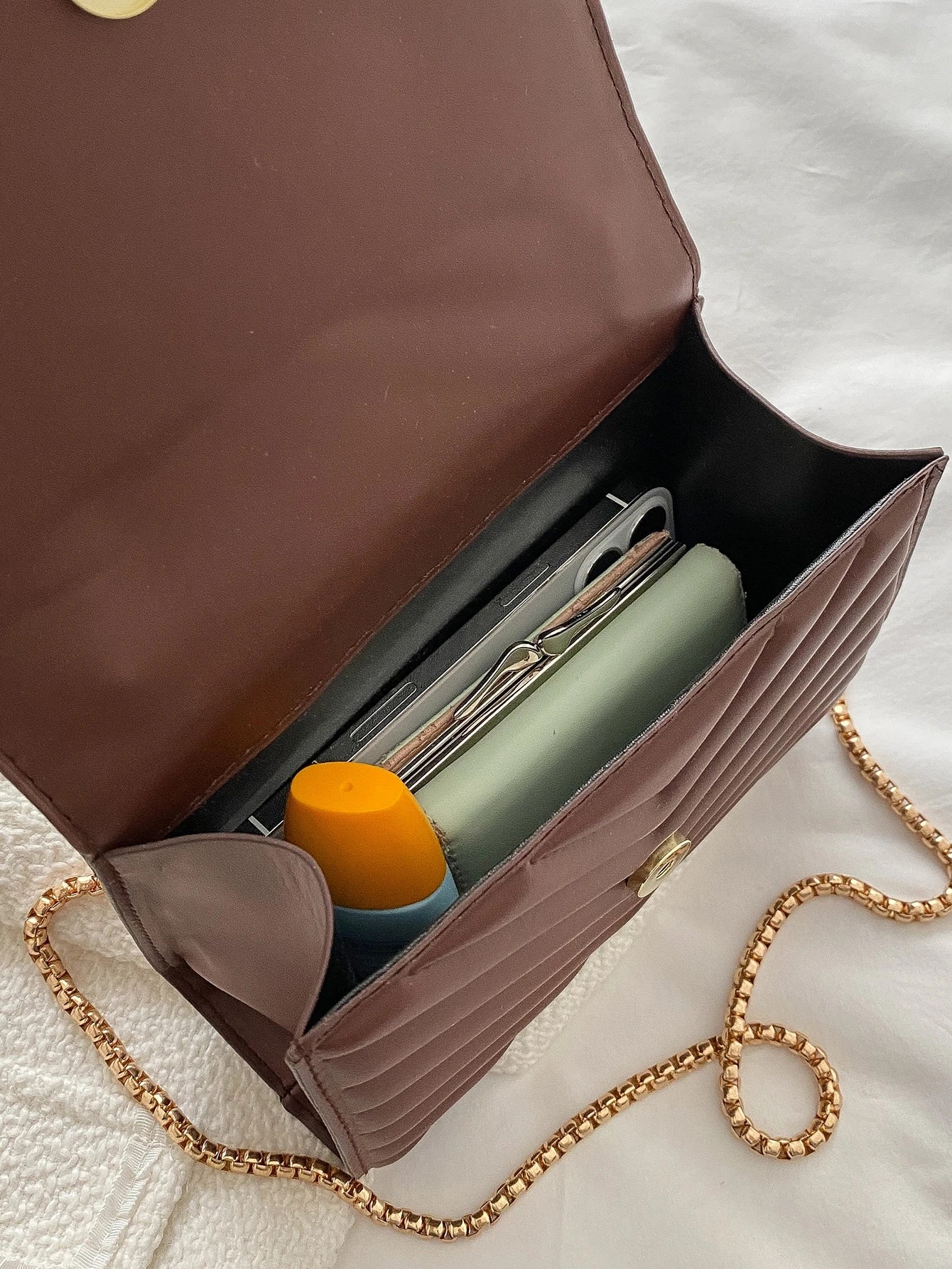 Mini Chevron Chain Flap Square Bag