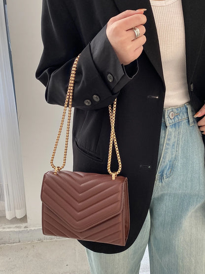 Mini Chevron Chain Flap Square Bag