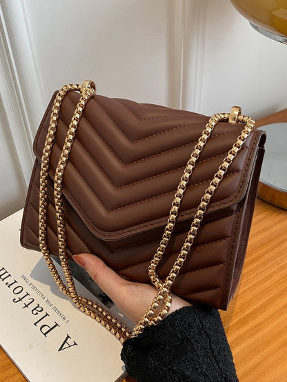 Mini Chevron Chain Flap Square Bag