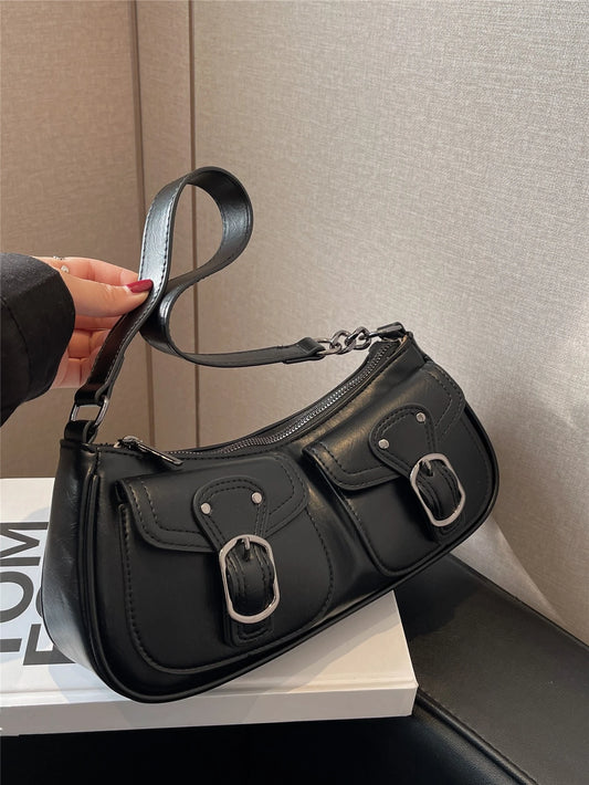 Fashion Solid Color Vintage Shoulder Bag, Suitable For Daily Commute And Travel