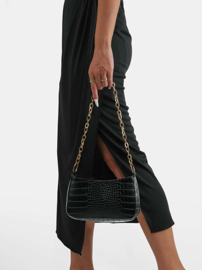 Lightweight,Business Casual Mini Crocodile Embossed Chain Bag For Teen Girls Women College Students,Rookies & White-Collar Workers Perfect For Office,College,Work ,Business,Commute,Outdoors, Travel, Outings, Animal Print Women Bag