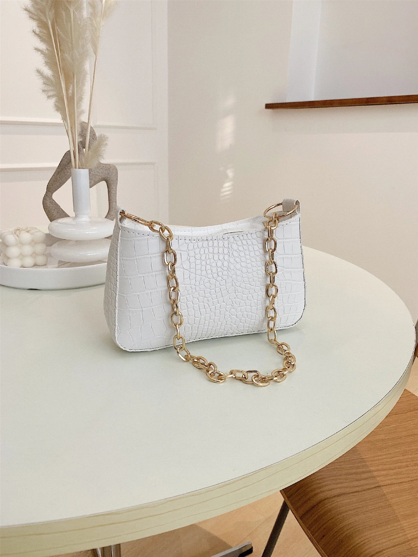Lightweight,Business Casual Mini Crocodile Embossed Chain Bag For Teen Girls Women College Students,Rookies & White-Collar Workers Perfect For Office,College,Work ,Business,Commute,Outdoors, Travel, Outings, Animal Print Women Bag