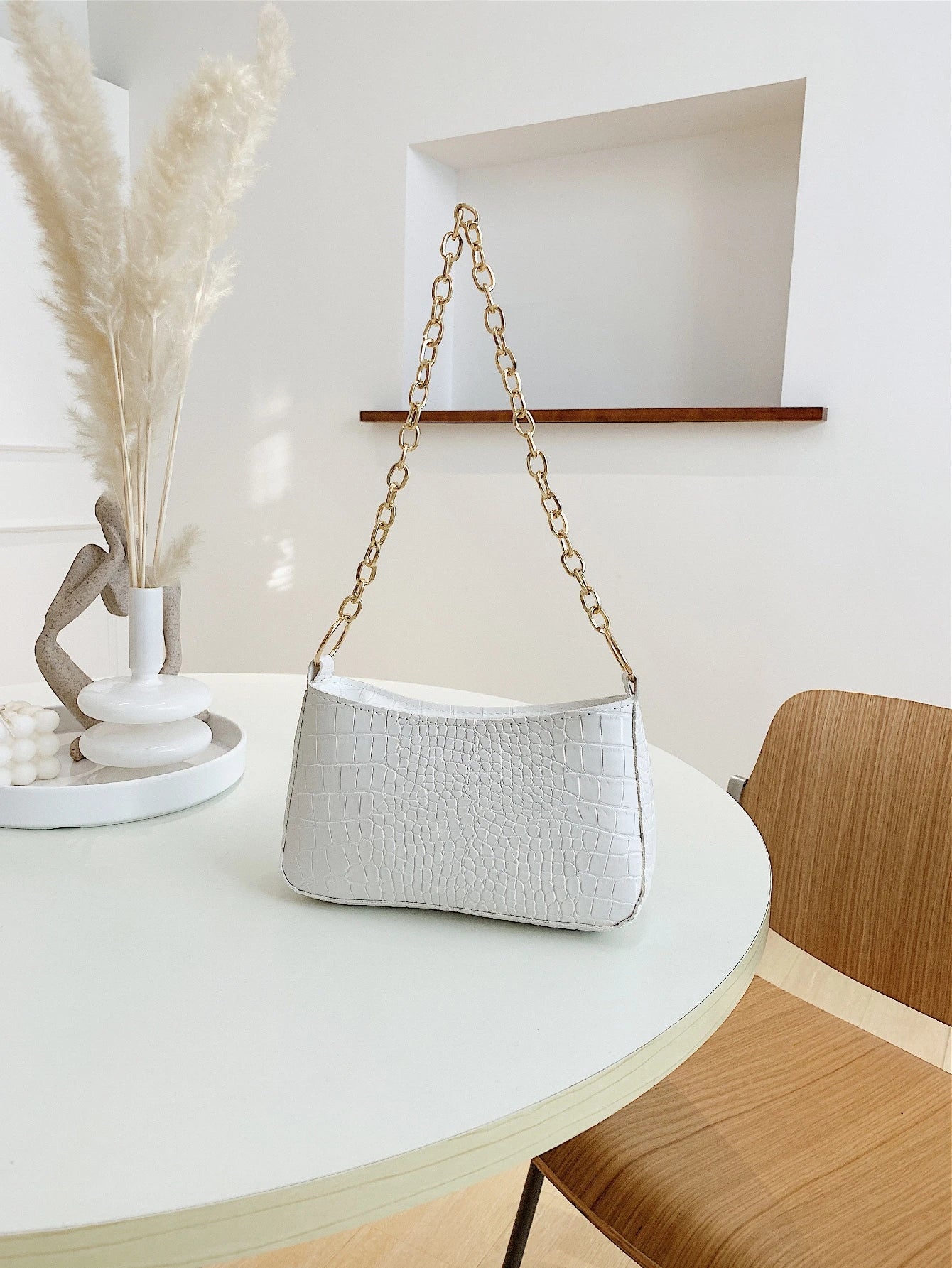 Lightweight,Business Casual Mini Crocodile Embossed Chain Bag For Teen Girls Women College Students,Rookies & White-Collar Workers Perfect For Office,College,Work ,Business,Commute,Outdoors, Travel, Outings, Animal Print Women Bag