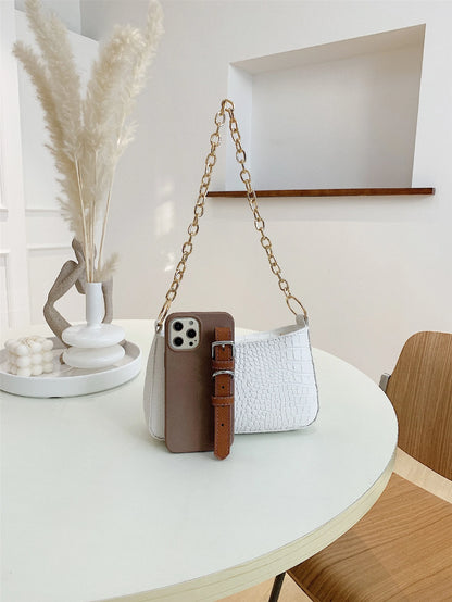 Lightweight,Business Casual Mini Crocodile Embossed Chain Bag For Teen Girls Women College Students,Rookies & White-Collar Workers Perfect For Office,College,Work ,Business,Commute,Outdoors, Travel, Outings, Animal Print Women Bag