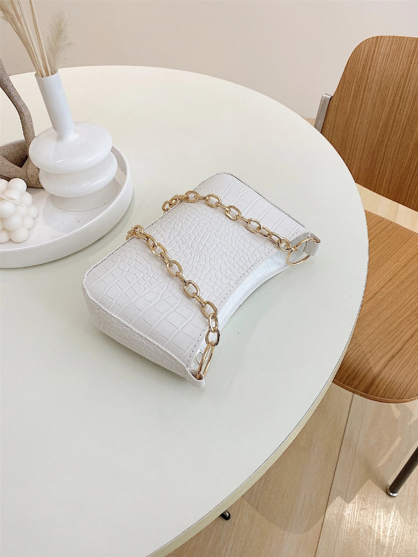 Lightweight,Business Casual Mini Crocodile Embossed Chain Bag For Teen Girls Women College Students,Rookies & White-Collar Workers Perfect For Office,College,Work ,Business,Commute,Outdoors, Travel, Outings, Animal Print Women Bag