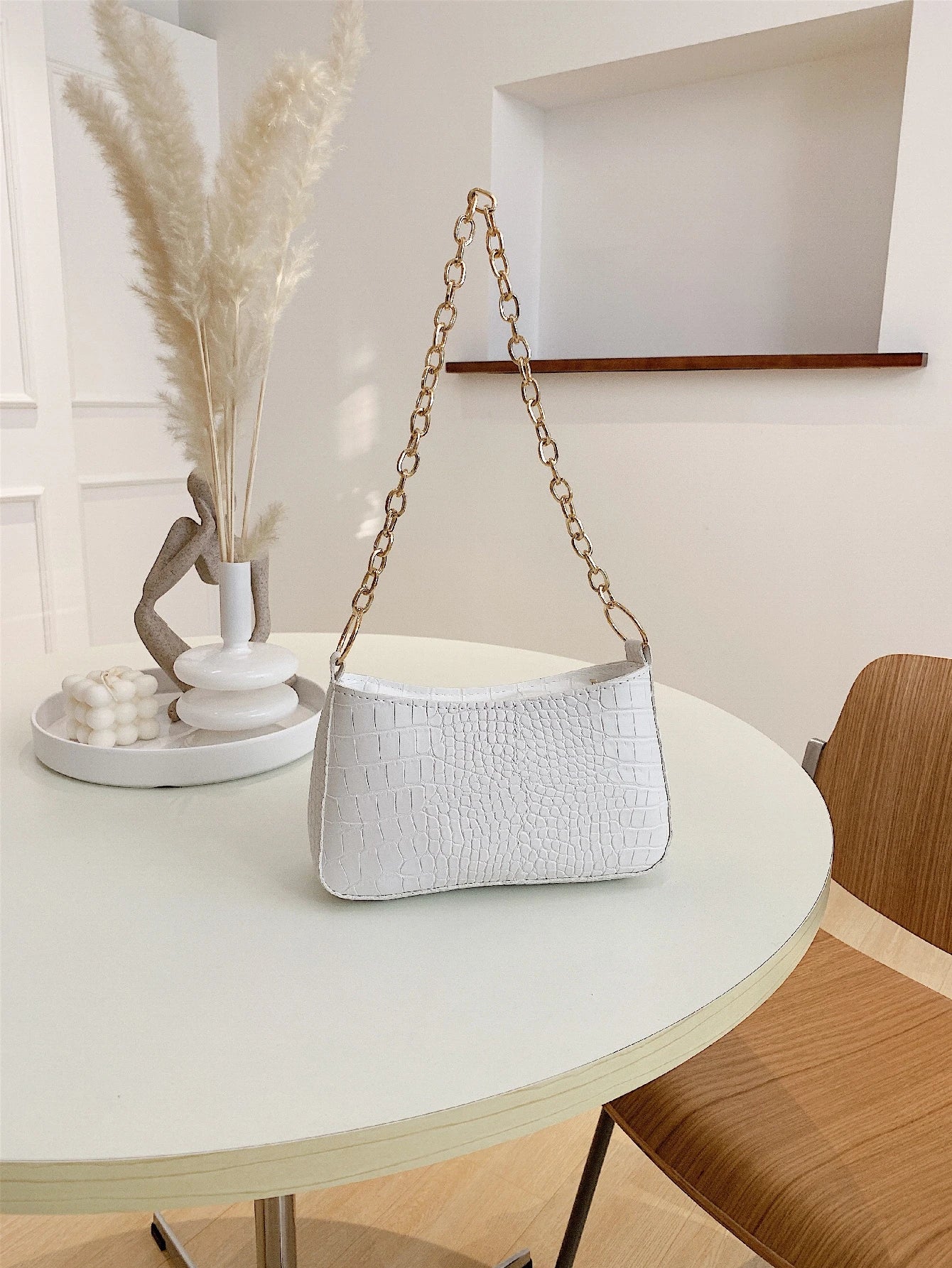 Lightweight,Business Casual Mini Crocodile Embossed Chain Bag For Teen Girls Women College Students,Rookies & White-Collar Workers Perfect For Office,College,Work ,Business,Commute,Outdoors, Travel, Outings, Animal Print Women Bag