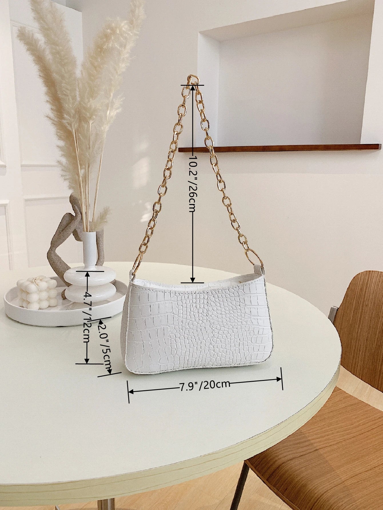 Lightweight,Business Casual Mini Crocodile Embossed Chain Bag For Teen Girls Women College Students,Rookies & White-Collar Workers Perfect For Office,College,Work ,Business,Commute,Outdoors, Travel, Outings, Animal Print Women Bag