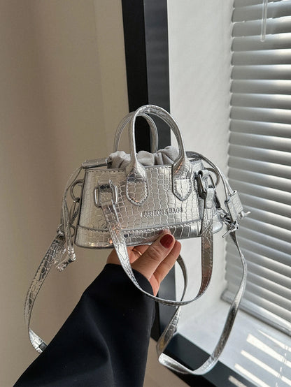 Crocodile Embossed Bucket Bag Mini Drawstring Design Funky