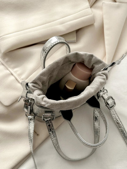 Crocodile Embossed Bucket Bag Mini Drawstring Design Funky