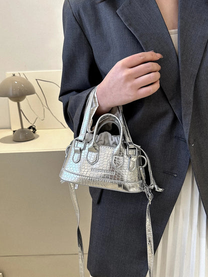 Crocodile Embossed Bucket Bag Mini Drawstring Design Funky
