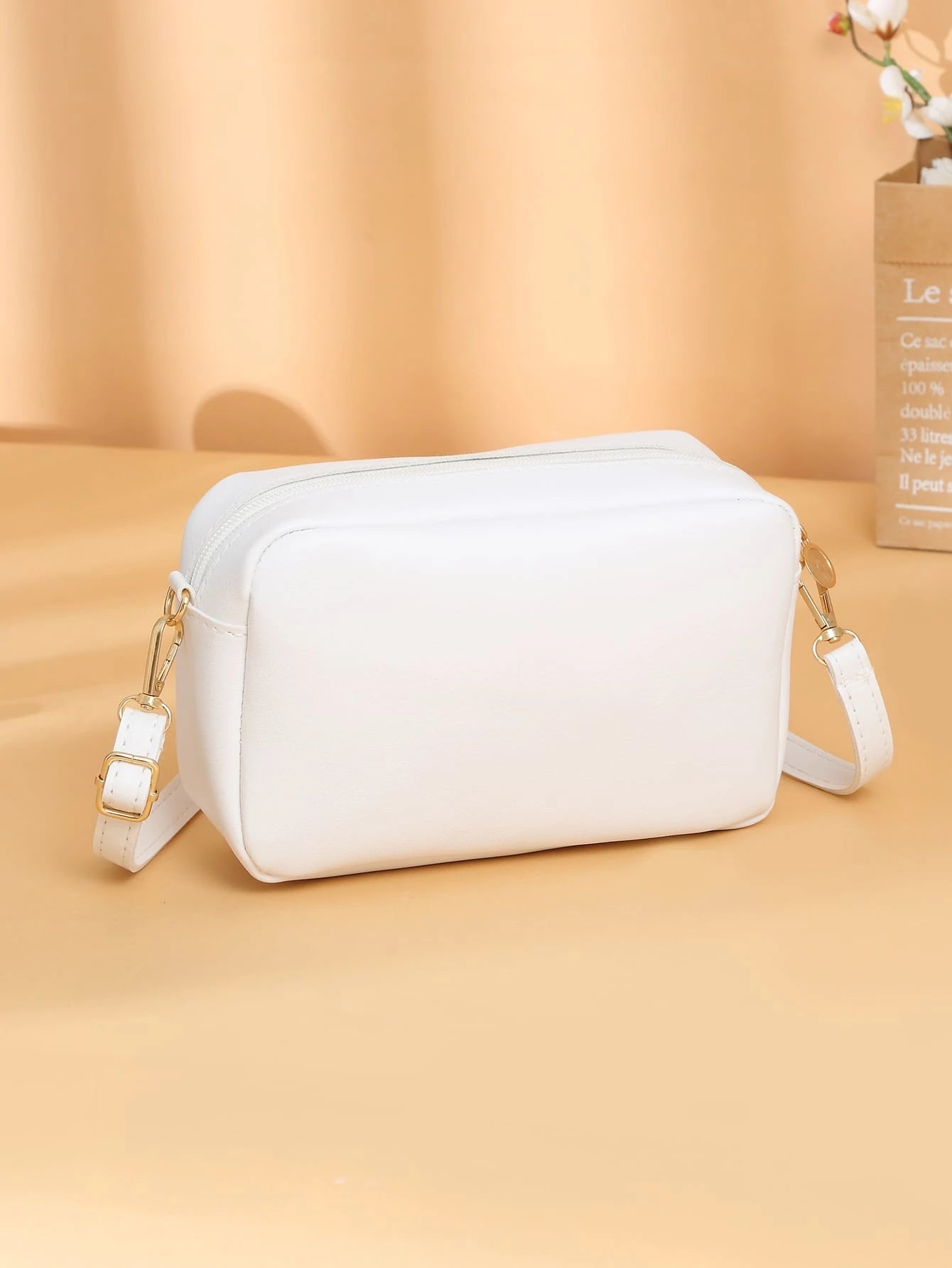 Mini Minimalist Square Bag Metal Decor Zipper