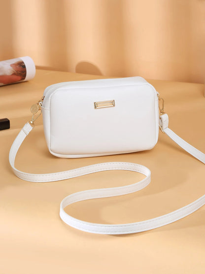 Mini Minimalist Square Bag Metal Decor Zipper