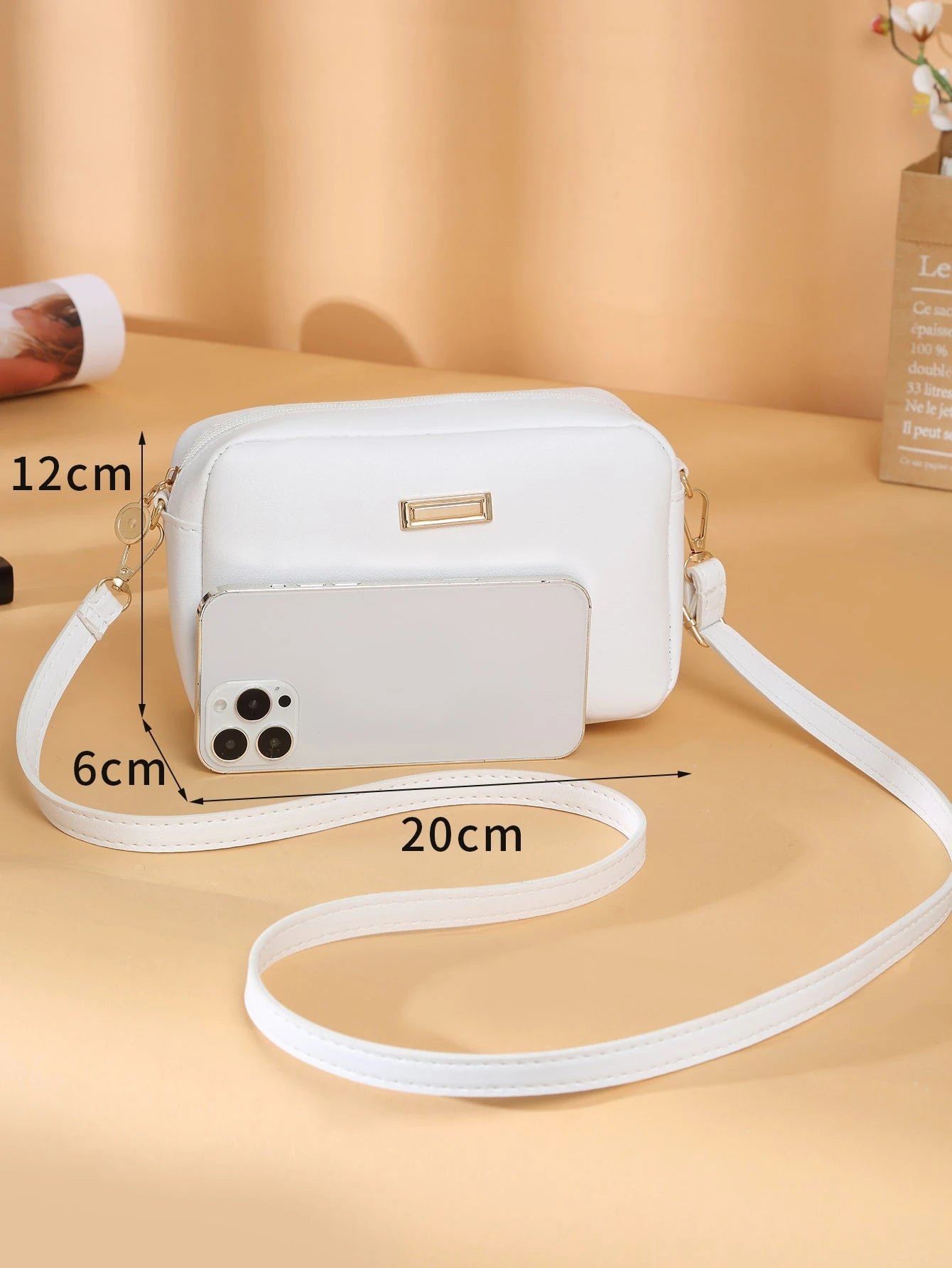 Mini Minimalist Square Bag Metal Decor Zipper