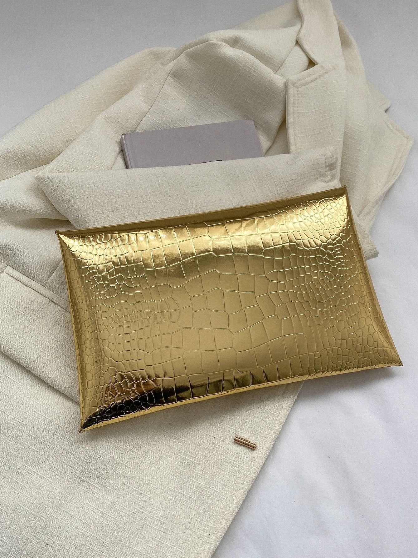 Crocodile Print, Snake Print, Solid Color, Minimalist, Fashionable, Casual PU Clutch, Envelope Bag, Fashionable Clutch Bags For Woman