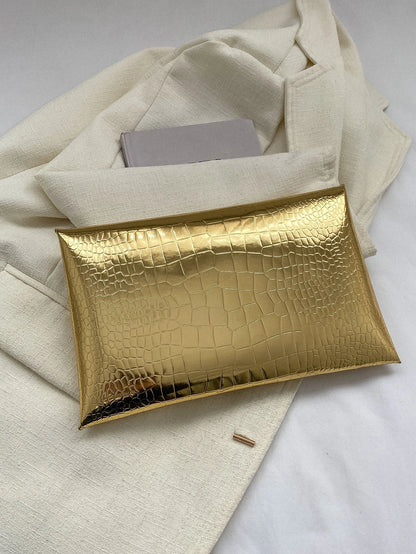 Crocodile Print, Snake Print, Solid Color, Minimalist, Fashionable, Casual PU Clutch, Envelope Bag, Fashionable Clutch Bags For Woman