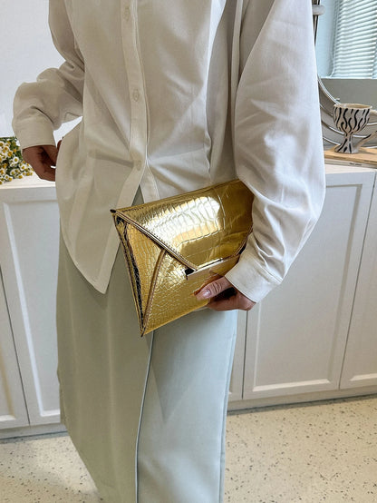 Crocodile Print, Snake Print, Solid Color, Minimalist, Fashionable, Casual PU Clutch, Envelope Bag, Fashionable Clutch Bags For Woman