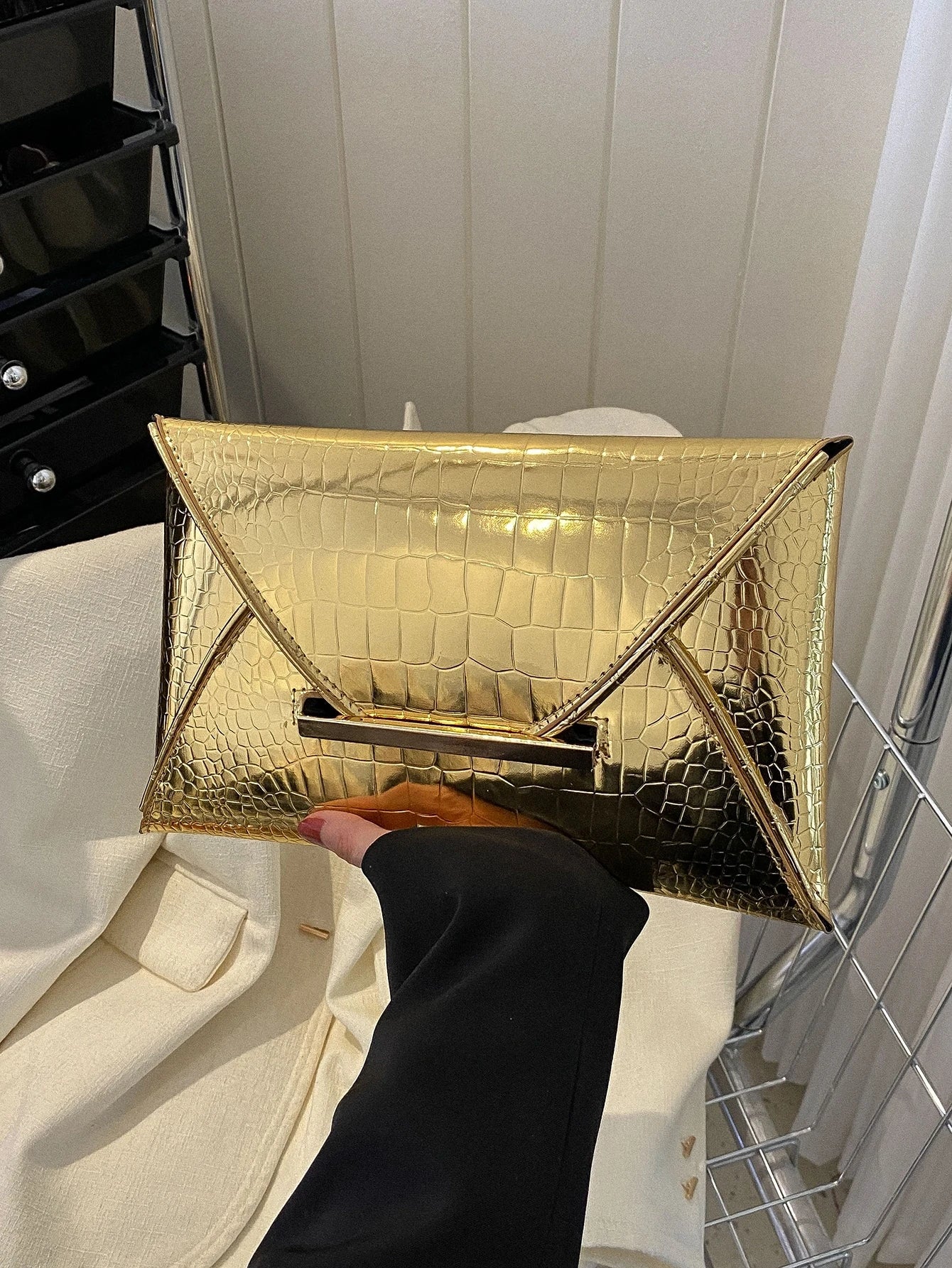 Crocodile Print, Snake Print, Solid Color, Minimalist, Fashionable, Casual PU Clutch, Envelope Bag, Fashionable Clutch Bags For Woman