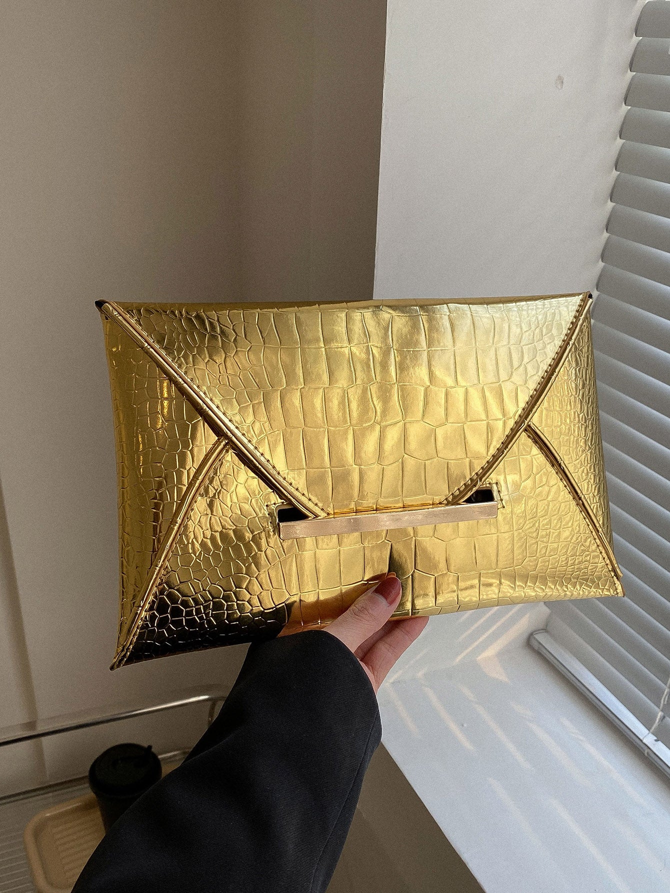 Crocodile Print, Snake Print, Solid Color, Minimalist, Fashionable, Casual PU Clutch, Envelope Bag, Fashionable Clutch Bags For Woman