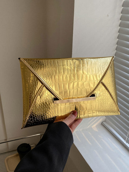 Crocodile Print, Snake Print, Solid Color, Minimalist, Fashionable, Casual PU Clutch, Envelope Bag, Fashionable Clutch Bags For Woman