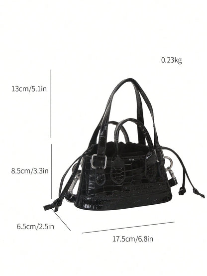Crocodile Embossed Bucket Bag Mini Drawstring Design Funky