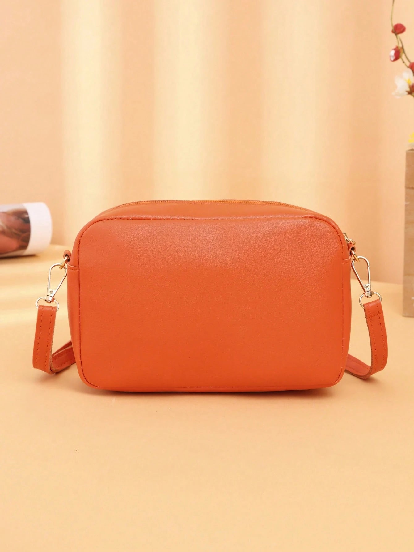 Mini Minimalist Square Bag Metal Decor Zipper