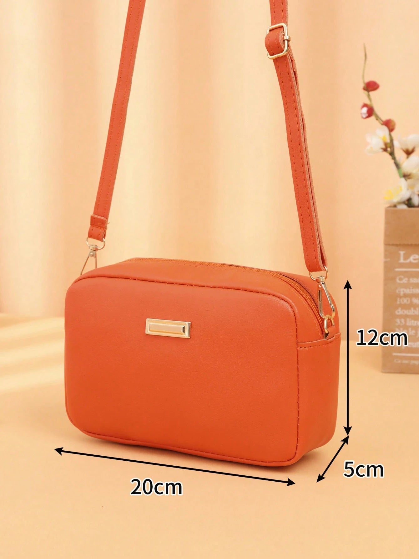 Mini Minimalist Square Bag Metal Decor Zipper