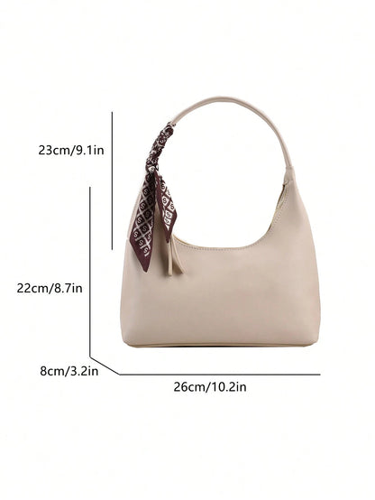 Minimalist Women's Shoulder Bag With Scarf