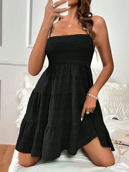 Soleia WYWH Women Spring Break Solid Ruffle Hem Cami Blue Dress,Summer Dresses For Women