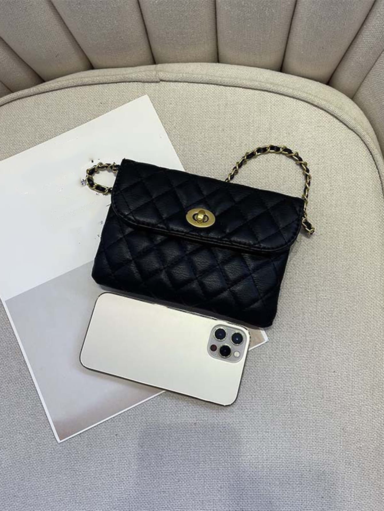 New Fashion Versatile Rhombus Embroidery Detachable Chain Mini Multifunctional Waist Bag/Shoulder Bag/Crossbody Bag, Western Purse For Women