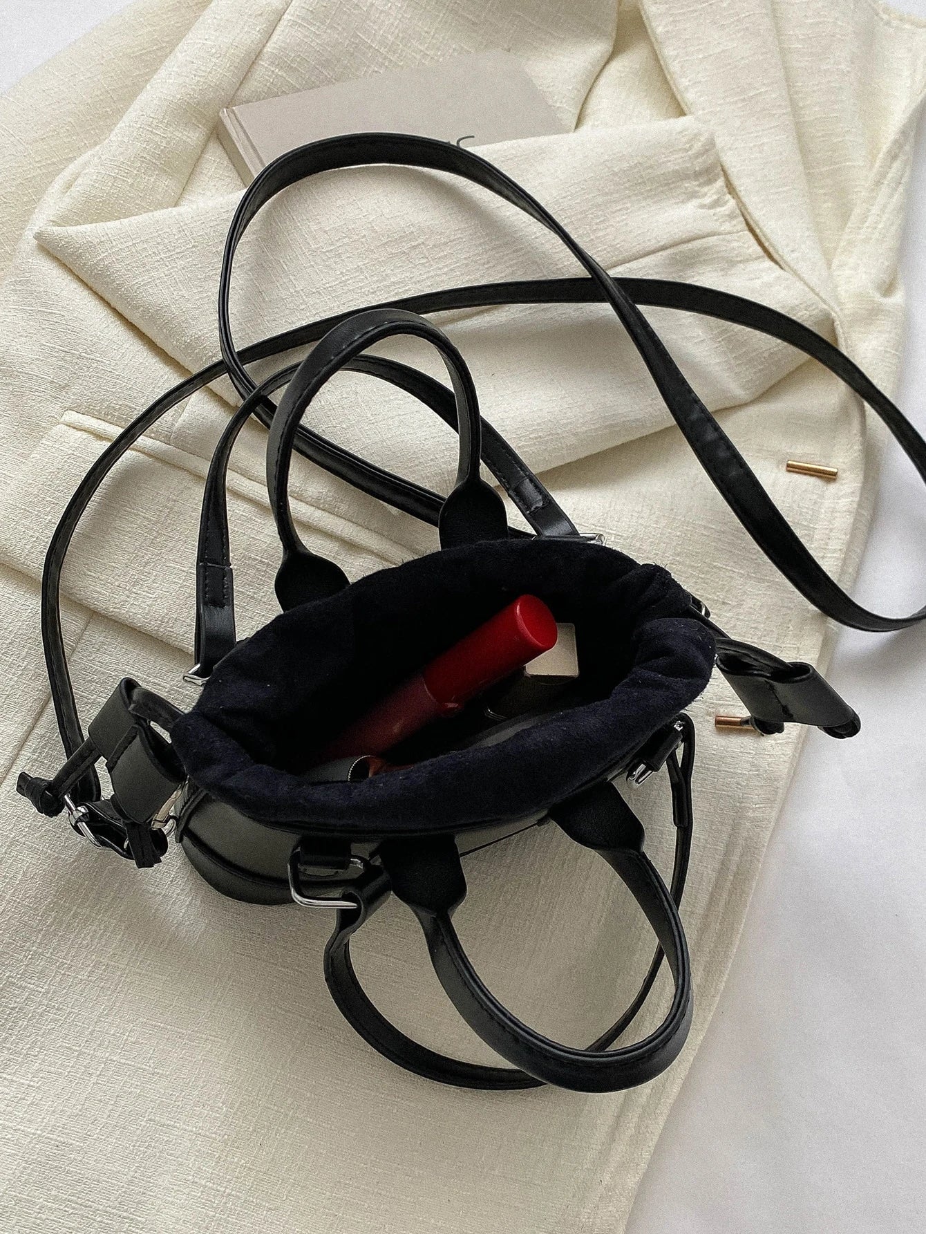 Crocodile Embossed Bucket Bag Mini Drawstring Design Funky